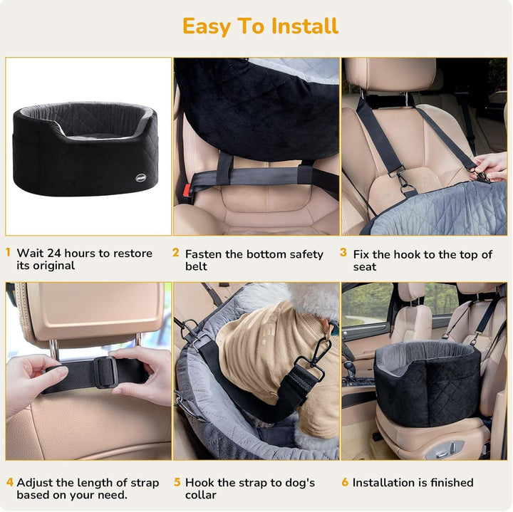 Pecute Hunde Autositz für Kleine/Mittlere Hunde, Pet Booster Autositz mit Sicherheitsgurt,Weichem Ki