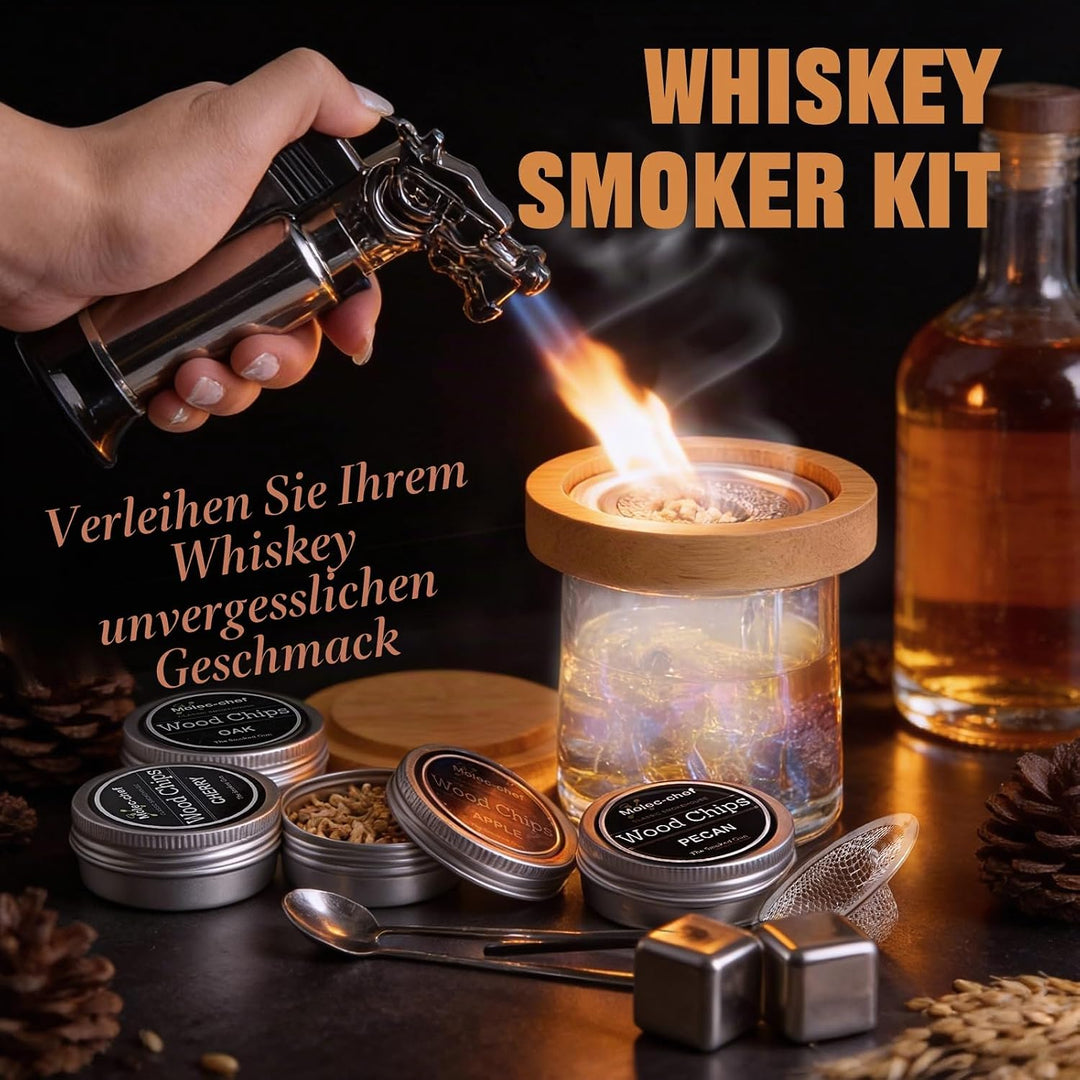 Cocktail Smoker Kit, MKNZOME Whiskey Smoker Kit mit 4 Geräuchertem Cocktail Raucher Kit Sägemehl Vat