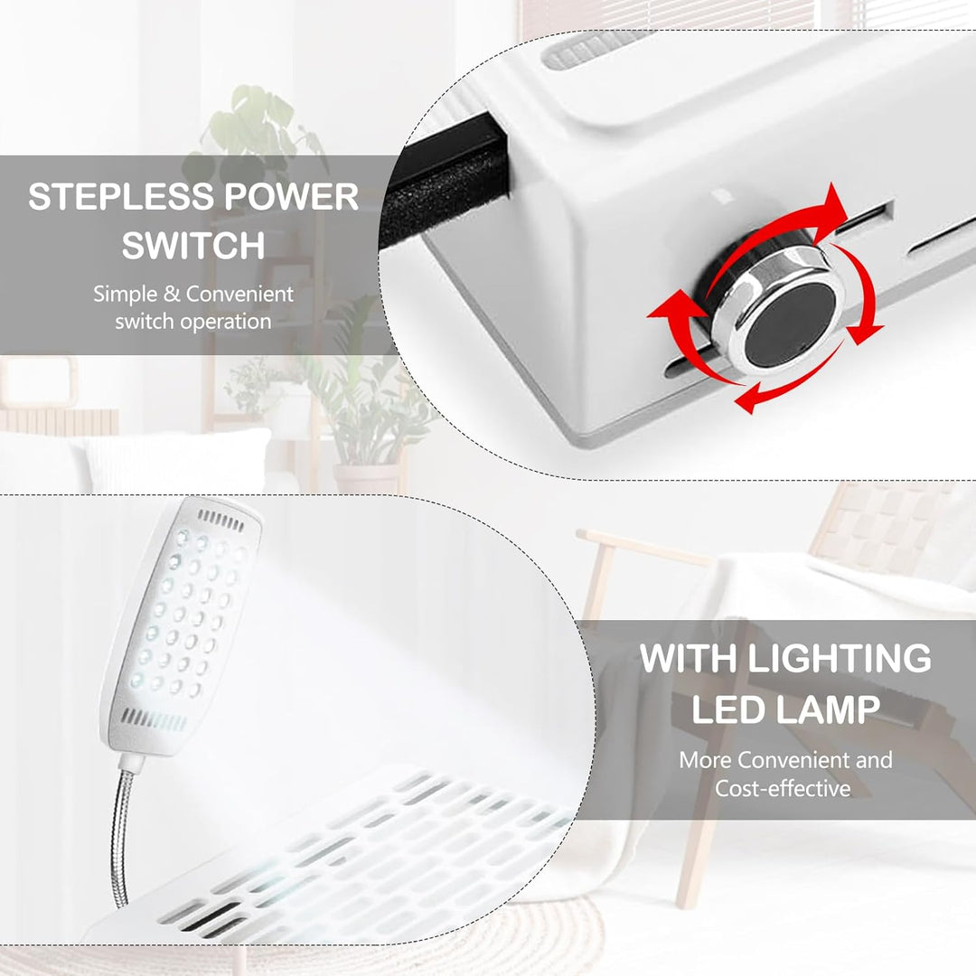 Staubabsaugung Für Nägel, 100W Nagelstaubsauger mit 2-in-1 Filter & LED Licht, drehbarer Saugkraftre