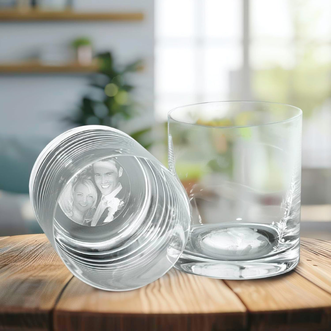 contento | Whisky-Glas Set personalisiert – Fotogravur im Glasboden – eigenes Bild in Glas (Boden) g