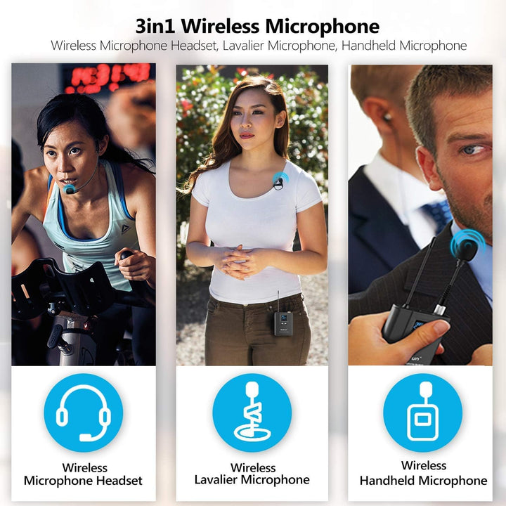 UHF Wireless Lavalier Lapel Microphone System, Kabelloses Lavalier-Mikrofon, Headset Mic, Interview