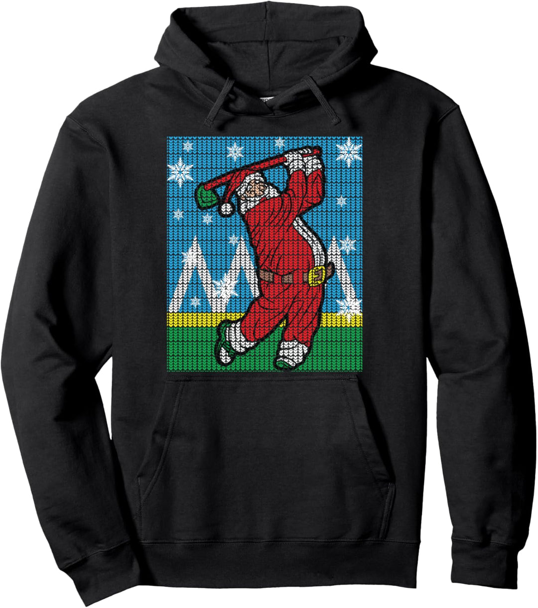 Santa Claus Spielt Golf Lustig Golfer Ugly Christmas Sweater Pullover Hoodie