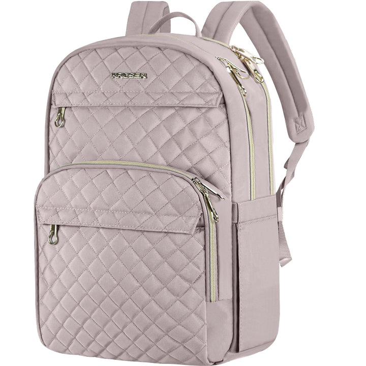 KROSER Laptop Rucksack Damen 15,6 Zoll Schwarz Rosa (Dusty Pink) | Stilvoller Tagesrucksack, Wassera