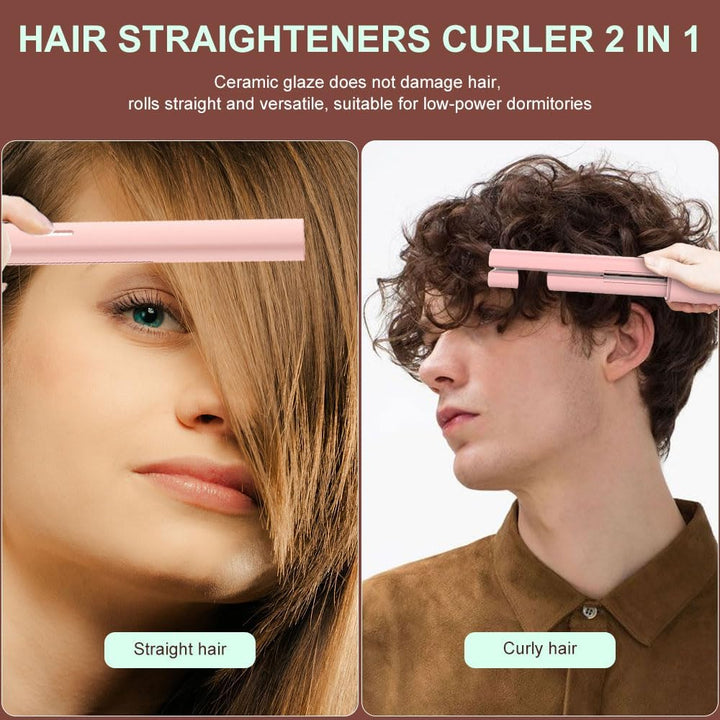 Bewegen USB Klein Haarglätter Rose, Tragbares Mini Glätteisen, Dual Use Reise Glätteisen Locken und