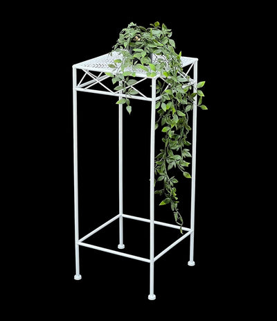 DanDiBo Blumenhocker Weiss Metall Eckig 70-50 cm Blumenständer 96314 Beistelltisch Blumensäule Moder