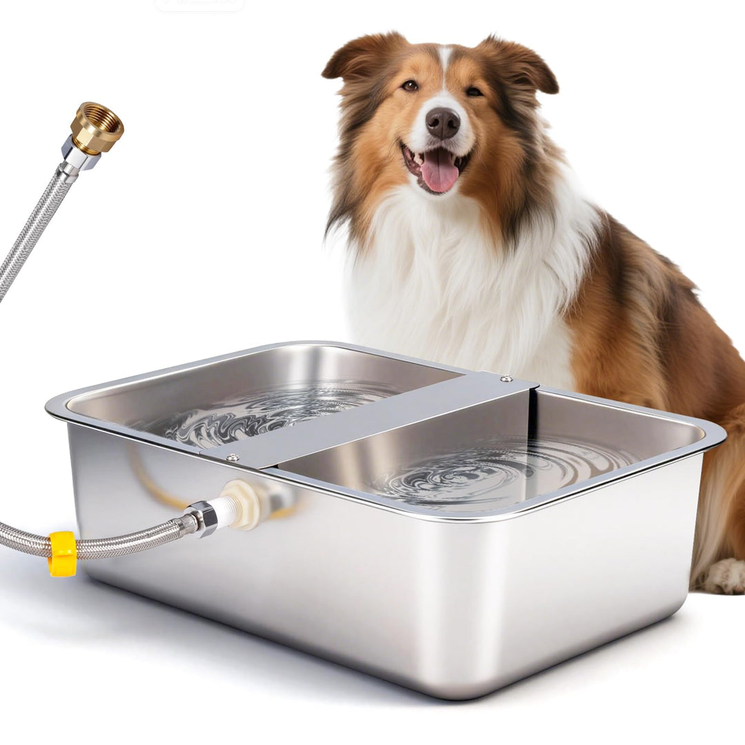 Automatischer Wassertrog aus Edelstahl 25L, Selbstfüllender Wasserspender für Grosse Hunde, Pferde,