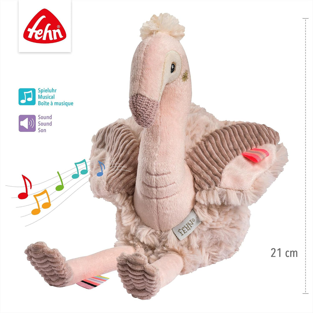 Fehn Einschlafhilfe Flamingo – Baby Einschlafhilfe mit Soundmodul: Flamingo Kuscheltier mit entnehmb
