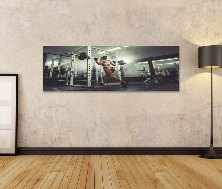 islandburner Bild auf Leinwand Fitness Sexy Girl Gym Doing Squat Smoke Hintergrund Bodybuilder Bilde