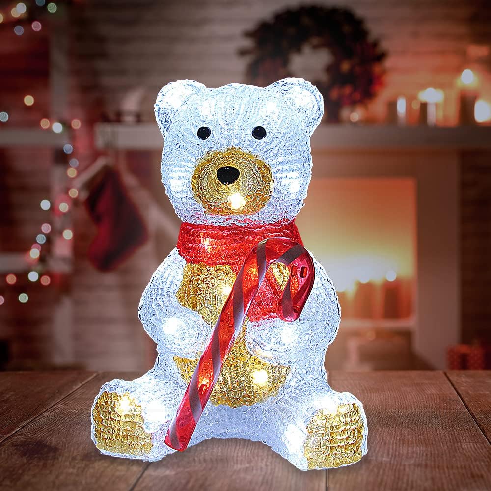 DEUBA® Weihnachtsdeko LED Acryl Figur Teddy Aussen Innen 25cm Gross Weihnachten Eisbär beleuchtet De