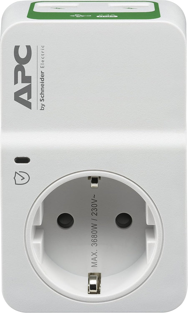 APC-Surge Protector - PM1WU2-GR - Steckdosenadapter mit Überspannungsschutz (1 Stecker Schuko, 2 USB