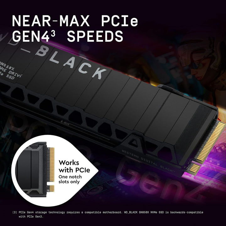 WD_BLACK SN850X NVMe SSD mit Heatsink 1 TB interne SSD (Gaming Speicher, PCIe Gen4-Technologie, Lese