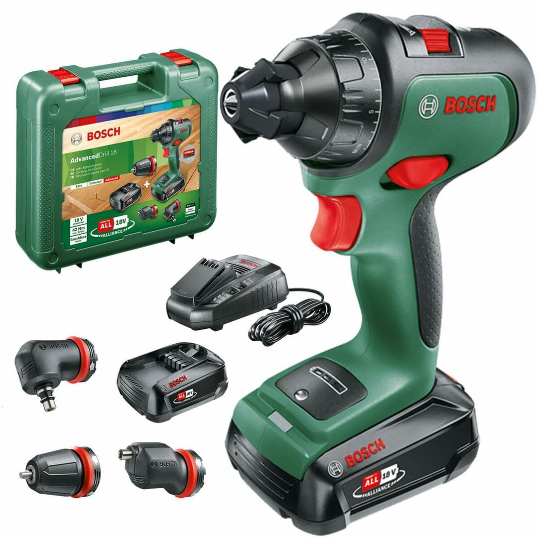 Bosch Home and Garden Bosch Akkuschrauber AdvancedDrill 18 Set (2 Akkus, 18 Volt System, 3 Aufsätze,