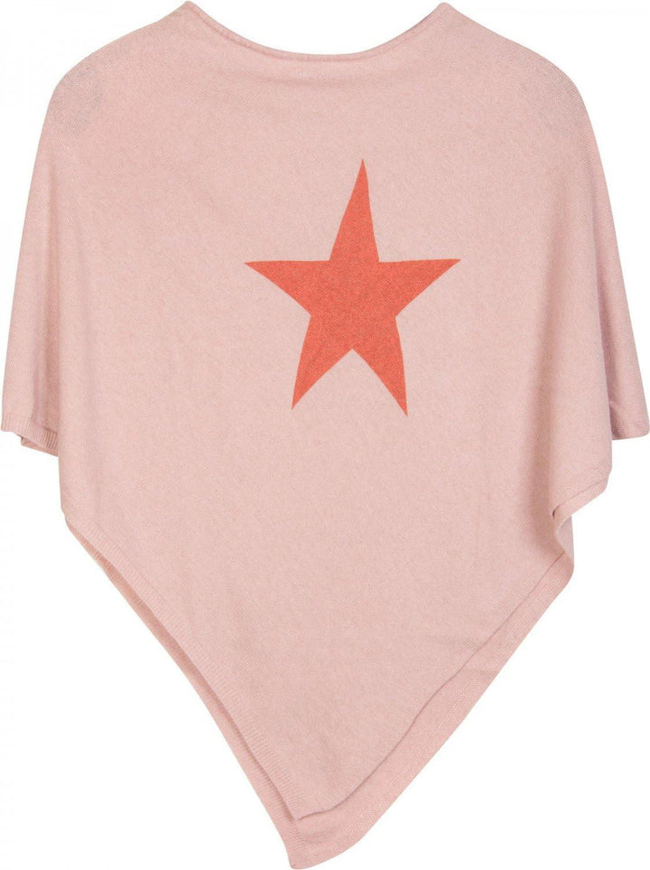 styleBREAKER weicher Feinstrick Poncho mit aufgedrucktem Glitzer-Stern, Rundhals, Damen 08010028, Fa