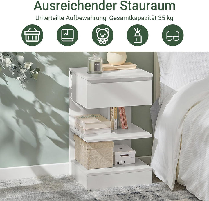 SoBuy FBT49-Wx2 Beistelltisch 2er Set Nachttisch 2 stücke Nachtschrank Kommode mit 1 Schublade und 3