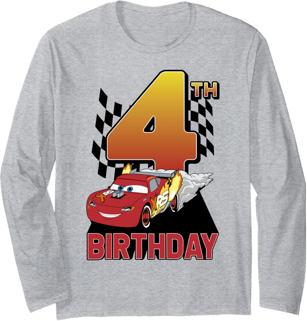 Disney Pixar Cars Lightning McQueen 4th Birthday Peel Out Langarmshirt