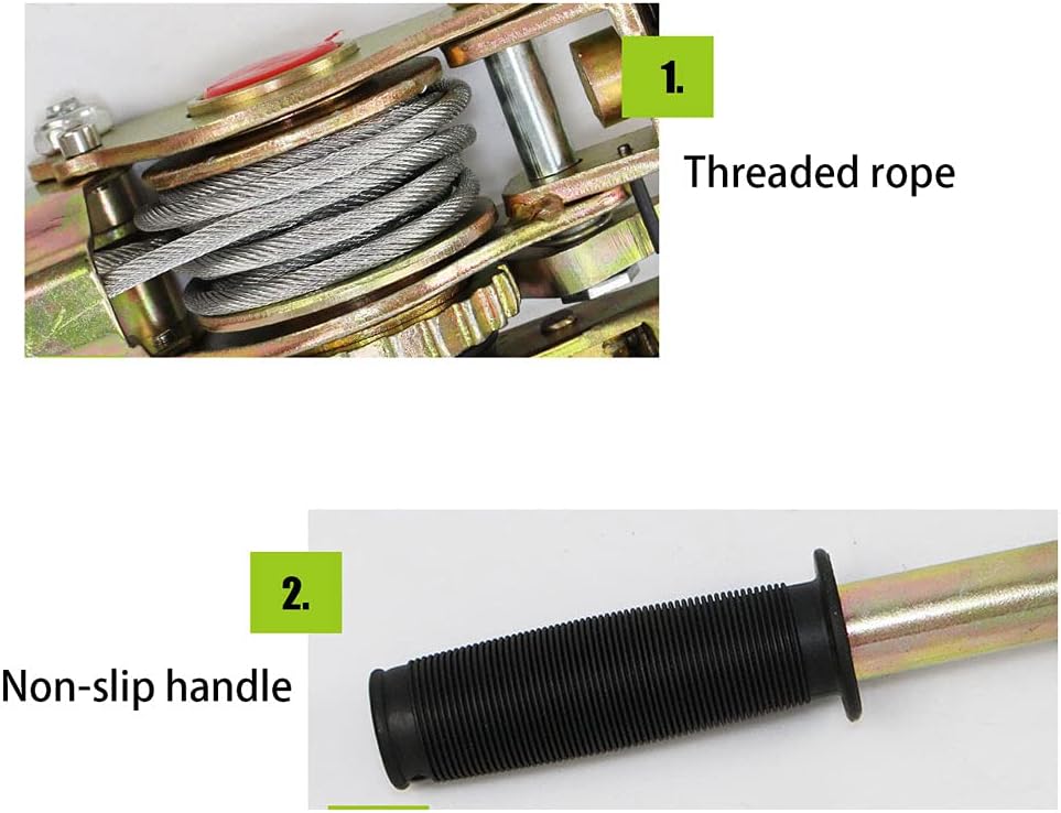 Aprilhp Seilzug mit Ratsche Hand Power Puller, Handhebelseilzug mit 1.3m Seilzug, 2 Haken Design, Fo