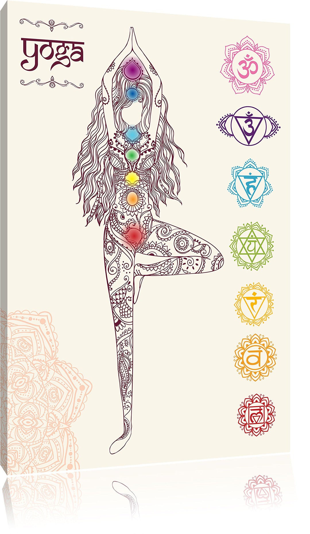 Pixxprint Yogafigur in der Tree Pose als Leinwandbild/Grösse: 100x70 cm/Wandbild/Kunstdruck/fertig b