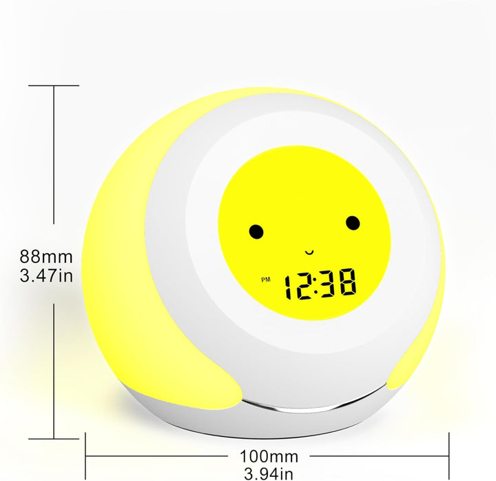 iTOMA Kinder Wecker, Uhr Hygrometer und niedliche Gesichtsausdrücke, buntes Licht wählen, 4-stufiger