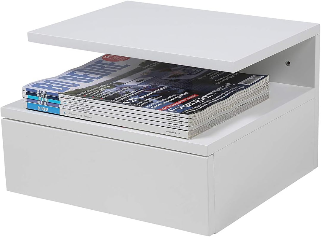 AC Design Furniture Fia Nachttisch mit 1 Schublade in Weiss, 1 Stück, Wandschrank im Minimalistische