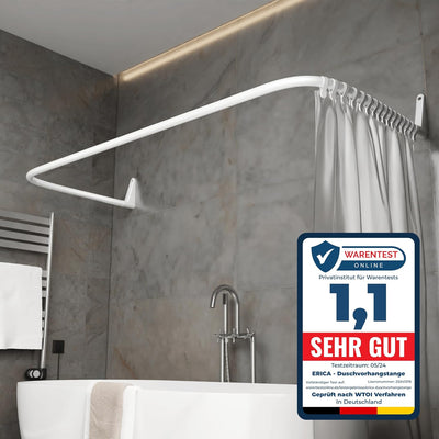 Erica – Duschvorhangstange in U-Form für Wandmontage ohne Deckenhalterung – 70x165x70 cm Duschstange