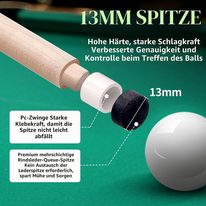 Kmise Billard Queue-Set, 147cm 18–21 oz Professionelles Billardqueue aus kanadischem Ahorn, Neuer ve