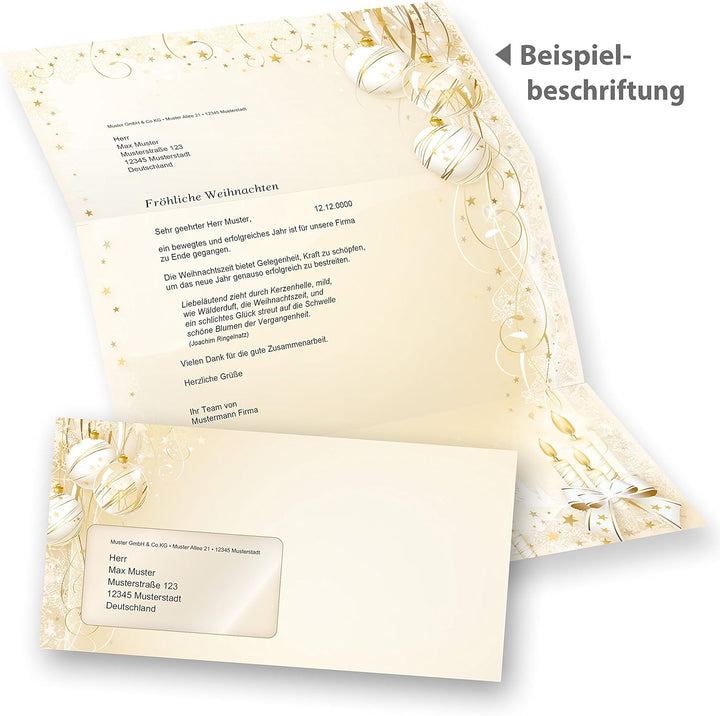 Weihnachtsbriefpapier Weihnachtsmärchen (250 Sets mit Fenster) anmutiges Briefpapier Weihnachten DIN