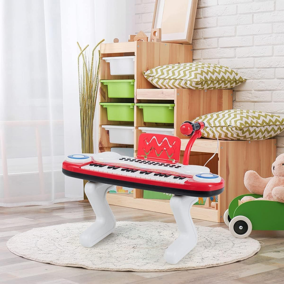 COSTWAY 37 Tasten Klaviertastatur mit Licht, Kinder Keyboard mit Ständer, Klavier Spielzeug elektron