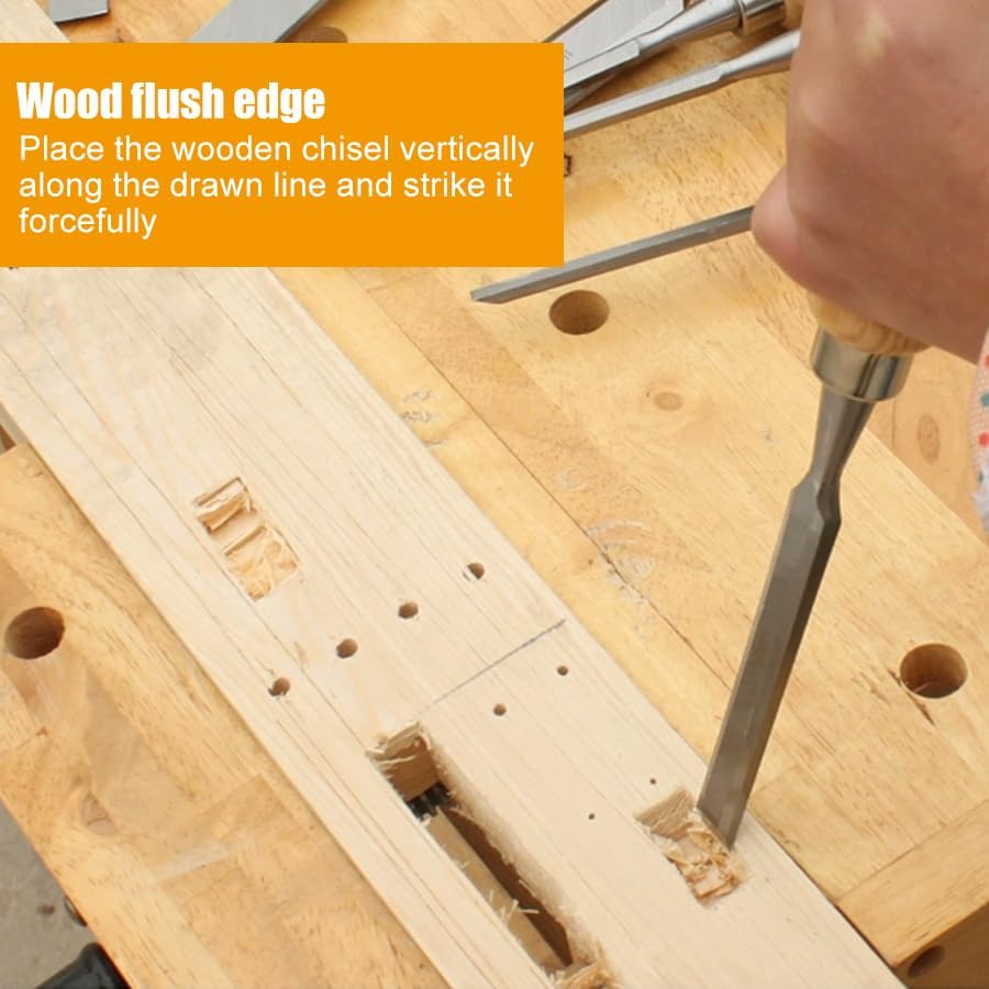 Stechbeitel Set für Holz, 12-Teilig Holzmeissel Set, Holz Stemmeisen Set mit Holzkiste, Stecheisen S