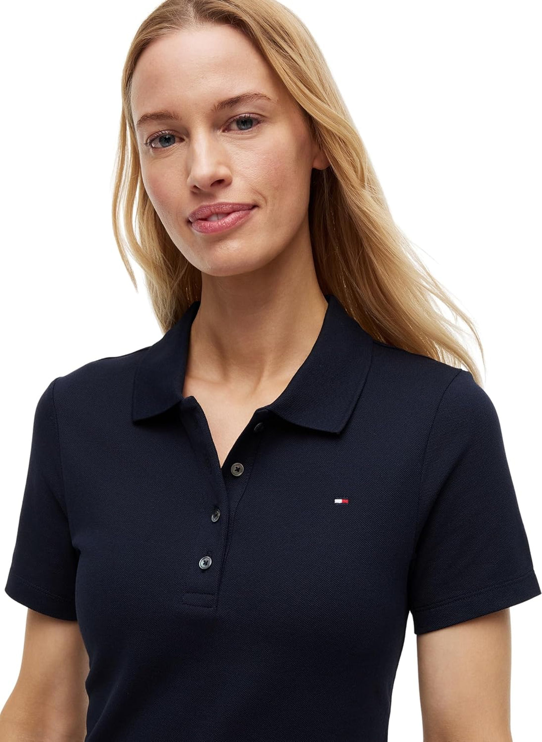 Tommy Hilfiger Damen Polokleid 1985 Slim Pique Polo Dress Ss Slim Fit XXS Blau (Desert Sky), XXS Bla