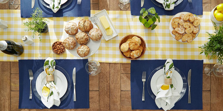 DII Basic Everyday Tischset aus 100% Baumwolle, gerippt, 33 x 48 cm, maritimblau, 6 Stück Nautisches