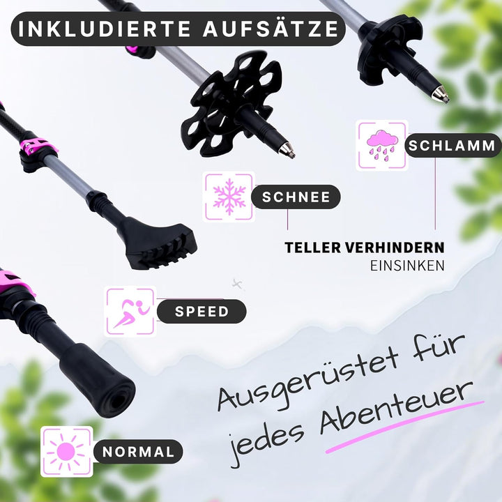 Alpteq Carbon Wanderstöcke Teleskop – Ultraleichte Trekkingstöcke Kohlenstofffaser & Aluminium für D