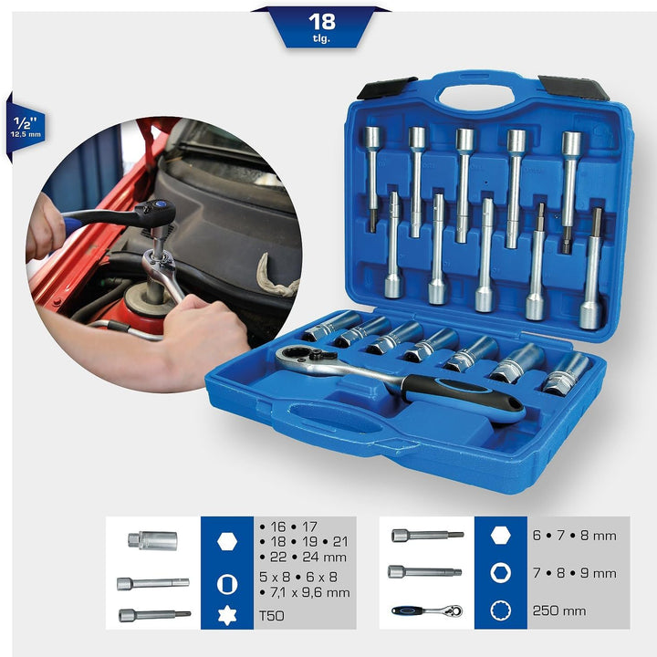 Brilliant Tools BT651250 Stossdämpfer-Werkzeug-Satz, 18-tlg 18-Tlg. Schwarz Silber, 18-Tlg. Schwarz