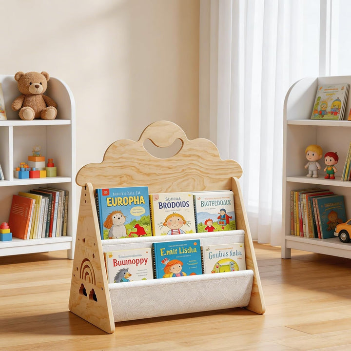 Bücherregal aus Holz, Offenes Aufbewahrungsregal, Flaches Regal für Bücher & Medien, Kompaktes Stand