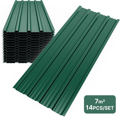 Mondeer Set of 14 Metal Trapezoidal Sheet, Corrugated Sheet for Roof, Roof Sheets, Trapezoidal Sheet