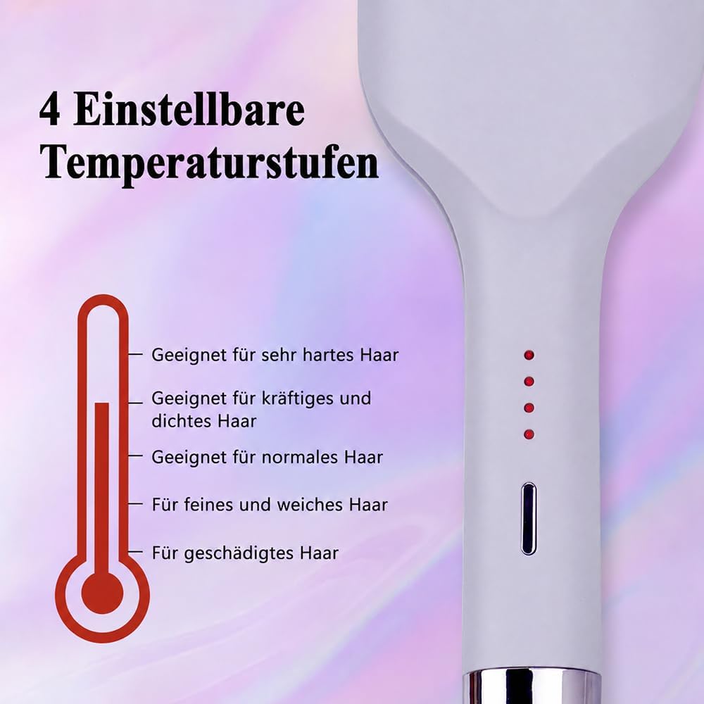 32mm Welleneisen für Haare, Französischer Lockenstab mit 4 Temperaturen, Ionen Keramik Hair Curler f