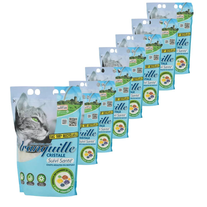Tranquille - Katzenstreu, Silizium, Gesundheitsüberwachung, 4 l, 8 Stück