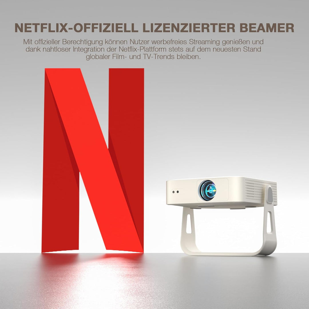 Smart Beamer Netflix Offiziell Mini Projektor 4K mit Autofokus ＆ Trapezkorrektur, VOPLLS 700ANSI 108