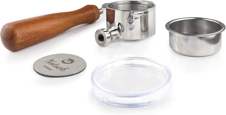 Bodenloser Siebträger 51mm mit Espresso Puck Screen, Siebträger 51mm kompatibel DeLonghi Dedica EC68