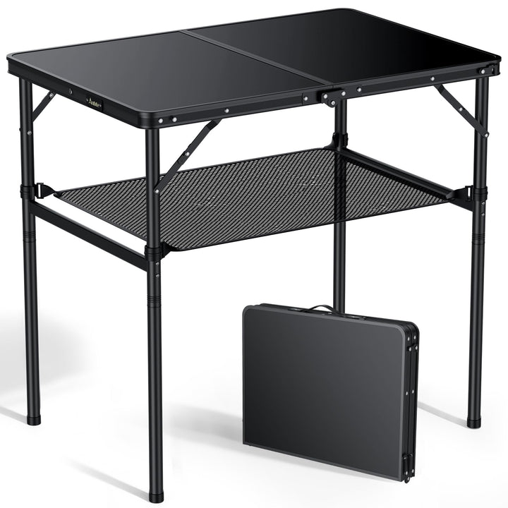 Anbte Campingtisch Klappbar 90x60x74.7cm(LxBxH) Aluminium Rahmen mit 2 Höhen Verstellbar Koffertisch