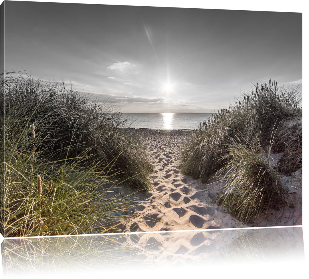 Pixxprint der Weg ins Meer als Leinwandbild/Grösse: 100x70 / Wandbild/Kunstdruck/fertig bespannt, 10