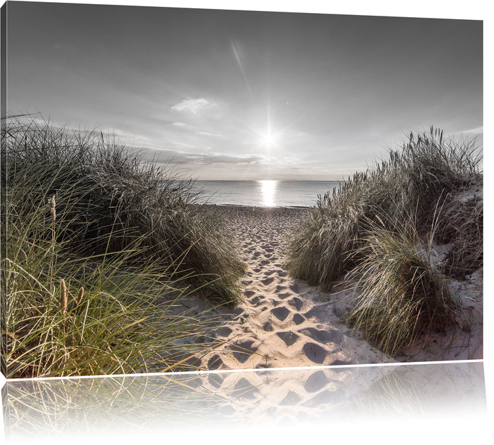 Pixxprint der Weg ins Meer als Leinwandbild/Grösse: 100x70 / Wandbild/Kunstdruck/fertig bespannt, 10
