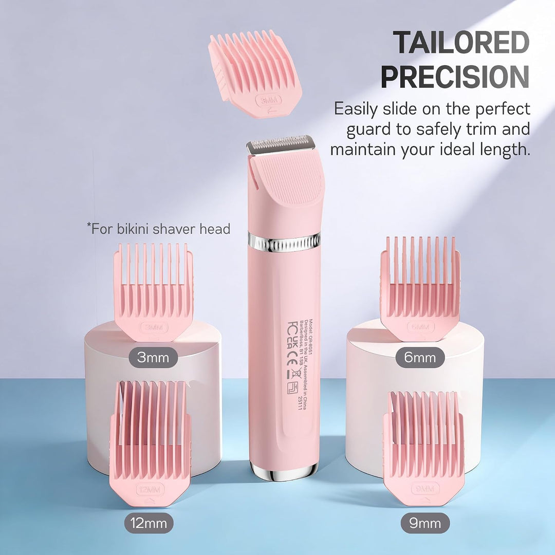 BarberBoss 5-in-1 Elektrorasierer Damen, Damenrasierer mit Bikini Trimmer, Gesichtsrasierer, Nasen-