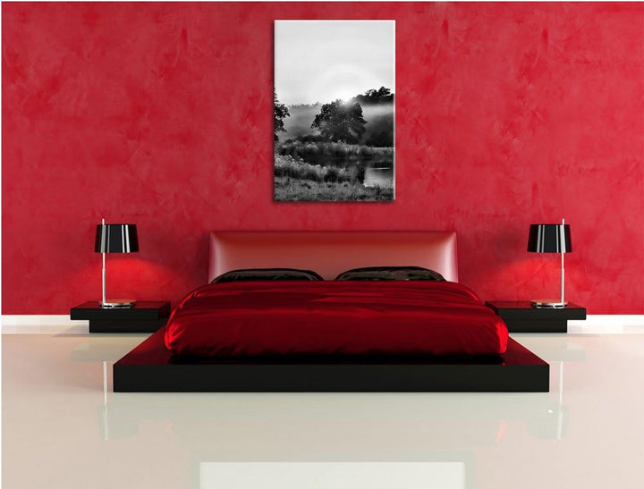 Pixxprint britische Landschaft / 100x70cm Leinwandbild bespannt auf Holzrahmen/Wandbild Kunstdruck D