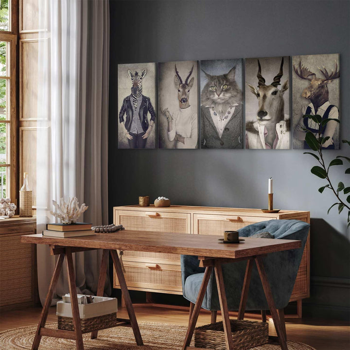 murando - Bilder Arbeitstiere 200x80 cm Vlies Leinwandbild 5 tlg Kunstdruck modern Wandbilder XXL Wa