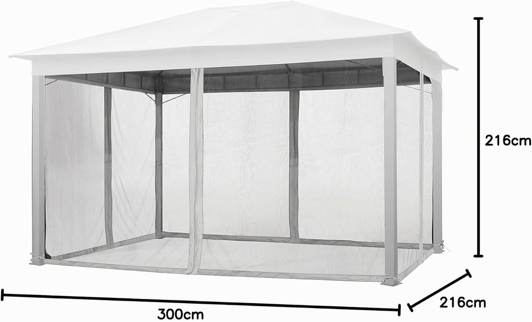 Moskitonetz für Gartenpavillon Sunset Classic 3x4 m - Polyester - Insektengitter inkl. Ringe, mit Re