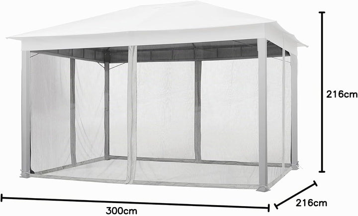 Moskitonetz für Gartenpavillon Sunset Classic 3x4 m - Polyester - Insektengitter inkl. Ringe, mit Re