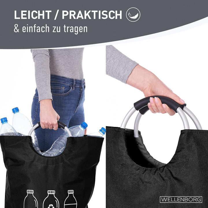 Faltbarer Pfandflaschen-Sammelbehälter faltbar Schwarz - Wasserdichter Flaschensammler grosser Korb
