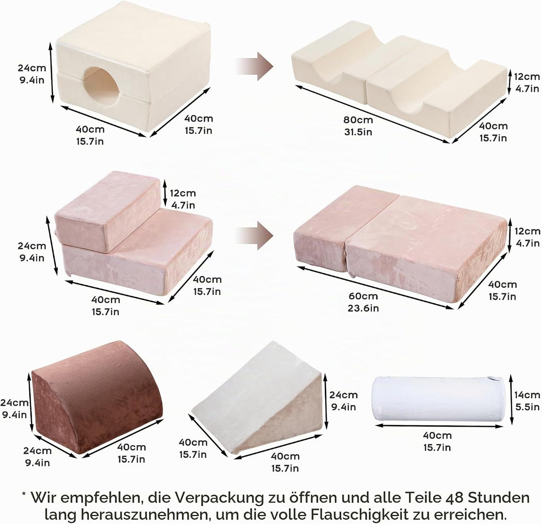 BanaSuper Schaumstoff Bausteine für Kinder, XXL Kletterblöcke Set Falten zu Spielmatte, Weiche Softb