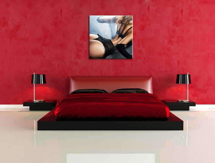 Pixxprint attraktive Frau in sexy Dessous als Leinwandbild/Grösse: 70x70 cm/Wandbild/Kunstdruck/fert