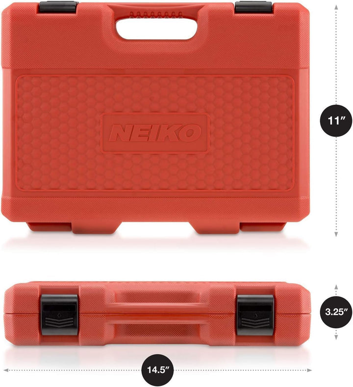 Neiko 02447A 1/2-Inch Drive Shallow Impact Socket Set with Extension Bars, 32-Piece | SAE (3/8" to 1